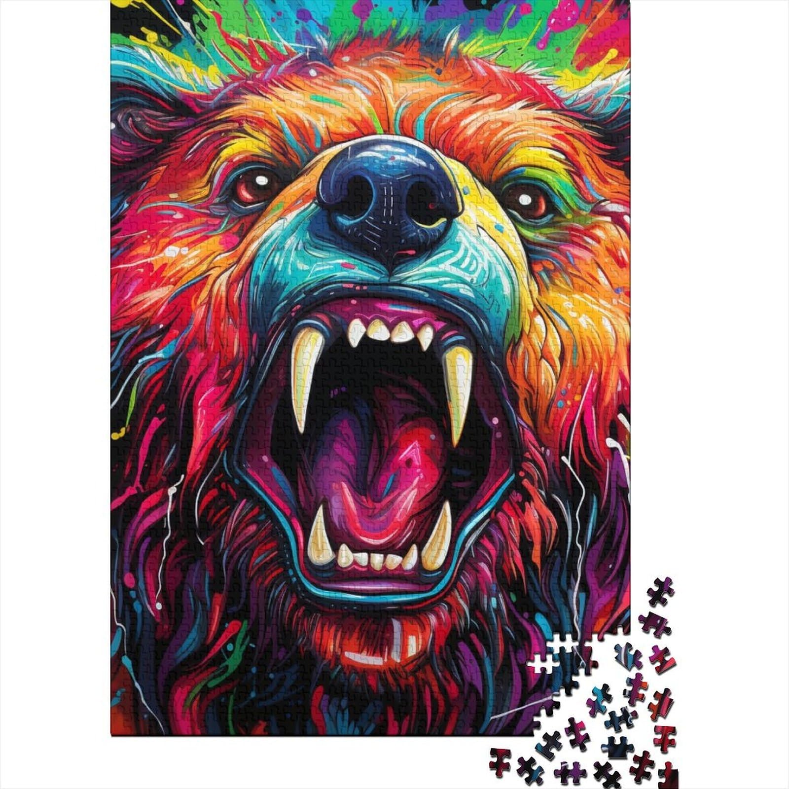 Kunst-Tier-Bär-Puzzles, Puzzles für Erwachsene und Teenager, Kunst-Puzzles für Erwachsene, 500 Teile, Holzpuzzles für Erwachsene und Teenager 20,47x14,96 Zoll