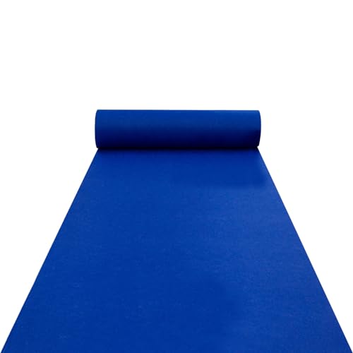 Luyckfrazy Blauer Gangläufer für Hochzeitszeremonie, 2 mm Dicker Laufsteg-Teppich, 1 m x 10 m, 1,5 m x 20 m, Teppichläufer mit Bändern für Party, Abschlussball, Strand, zuschneidbar (Size : 1.2x10m)