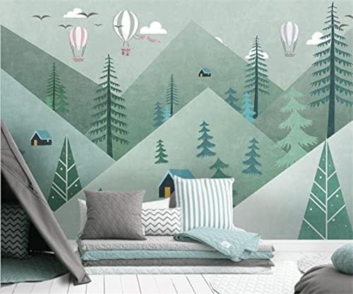 XLMING Niedlich Cartoon Geometrisch Berg Wald Ballon Kinderzimmer 3D Tapete Home Dekoration Wohnzimmer Sofa Schlafzimmer Tv Hintergrund Wand-300cm×210cm