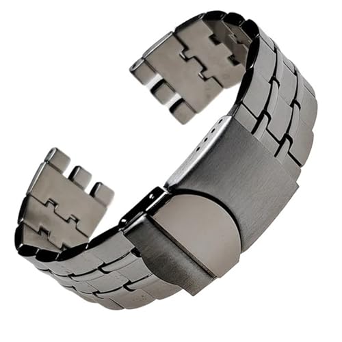 THBGTCNQ Edelstahl Uhrenarmband 19mm 21mm Band Reines Metall Herrenarmband Uhrenzubehör Armband(Silver,21mm)