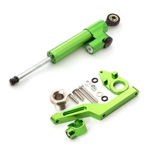 Dämpfer Lenkungsstabilisator Lenkungsdämpfer Motorrad Stabilisieren Dämpfer Halterung Montage Kit Für Kawasaki Für ZX6R ZX-6R Für Ninja 600 Für ZX636 2009-2021 CNC-Halterung(Green)