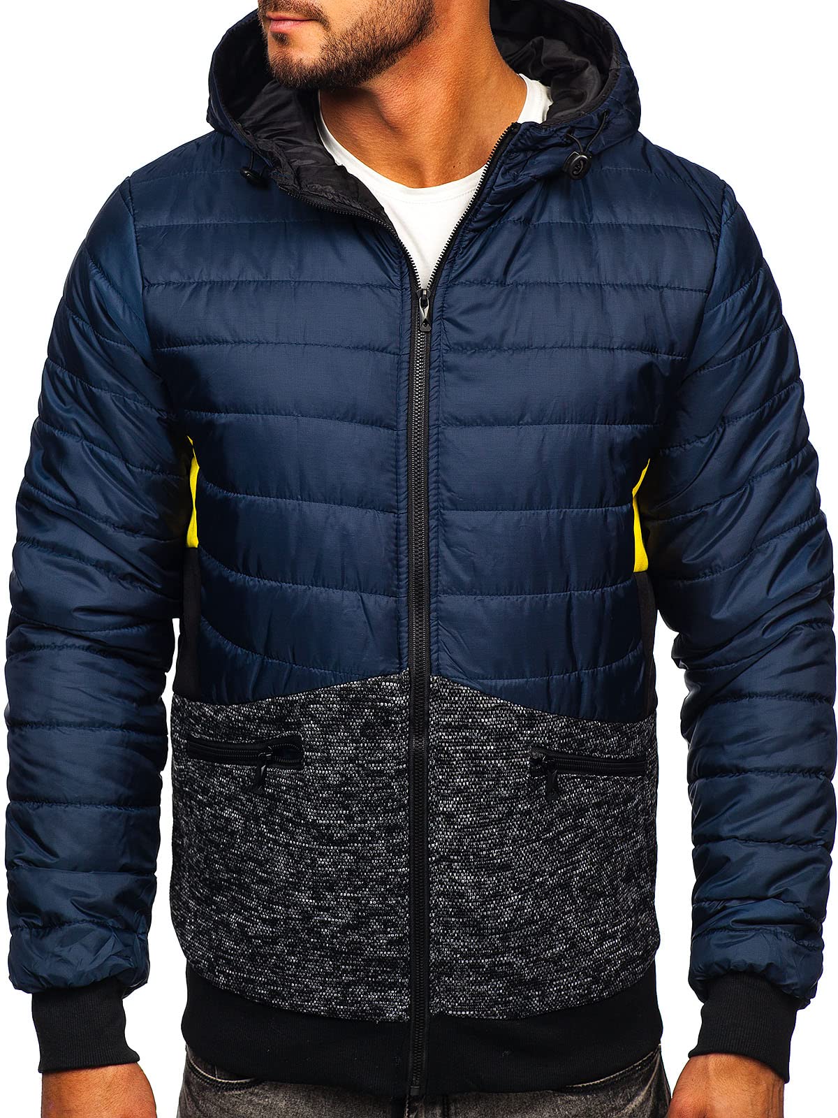 BOLF Herren Übergangsjacke Steppjacke Daunen-Optik Casual Elegant Leichte Frühlings Jacket Moderne Männer Jacke M10019 Dunkelblau L [4D4]