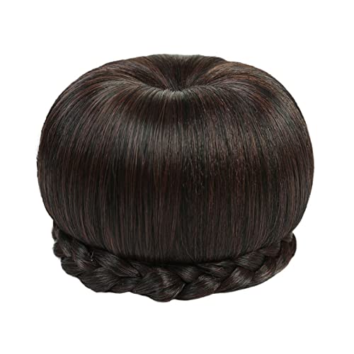 Bun Haarteile Party Hochzeit Tanzen Frisuren Haarschmuck Geflochtener Haarknoten Haarteil Synthetische Hochsteckfrisur Geflochtener Chignon mit eingebauten Kämmen for Frauen Mädchen Brötchen-Haarteil