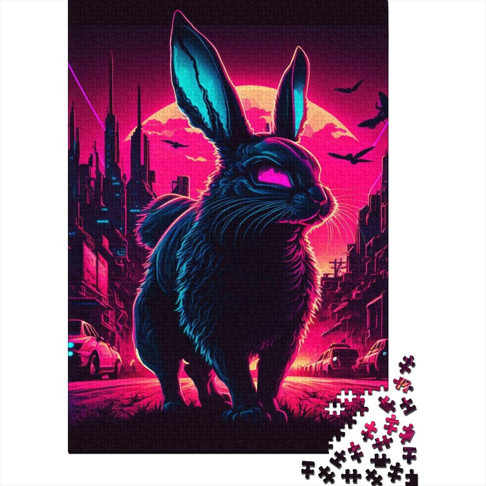 Bunny Dark Art Puzzles Puzzles für Erwachsene Teenager 1000 Teile Puzzles für Erwachsene Spielspielzeug für Erwachsene Familienpuzzles Geschenk 75x50cm