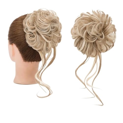 Haarteile Haarknoten Synthetisches, lockiges, elastisches Band, Chignon, Donut mit Zöpfen, Haargummis, unordentliches Dutt-Haar, Hochsteckfrisur, Haarteile, Verlängerungen for Frauen Brötchen Haare(15