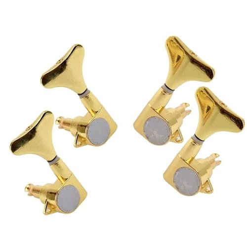 Strings Tuning Pegs Mechaniken Für Gitarre Satz mit 4 verchromten, versiegelten Gitarren-Mechaniken, Tuning-Nagelköpfe 2R2L für 4-Saiter-Bass (Color : Gold)