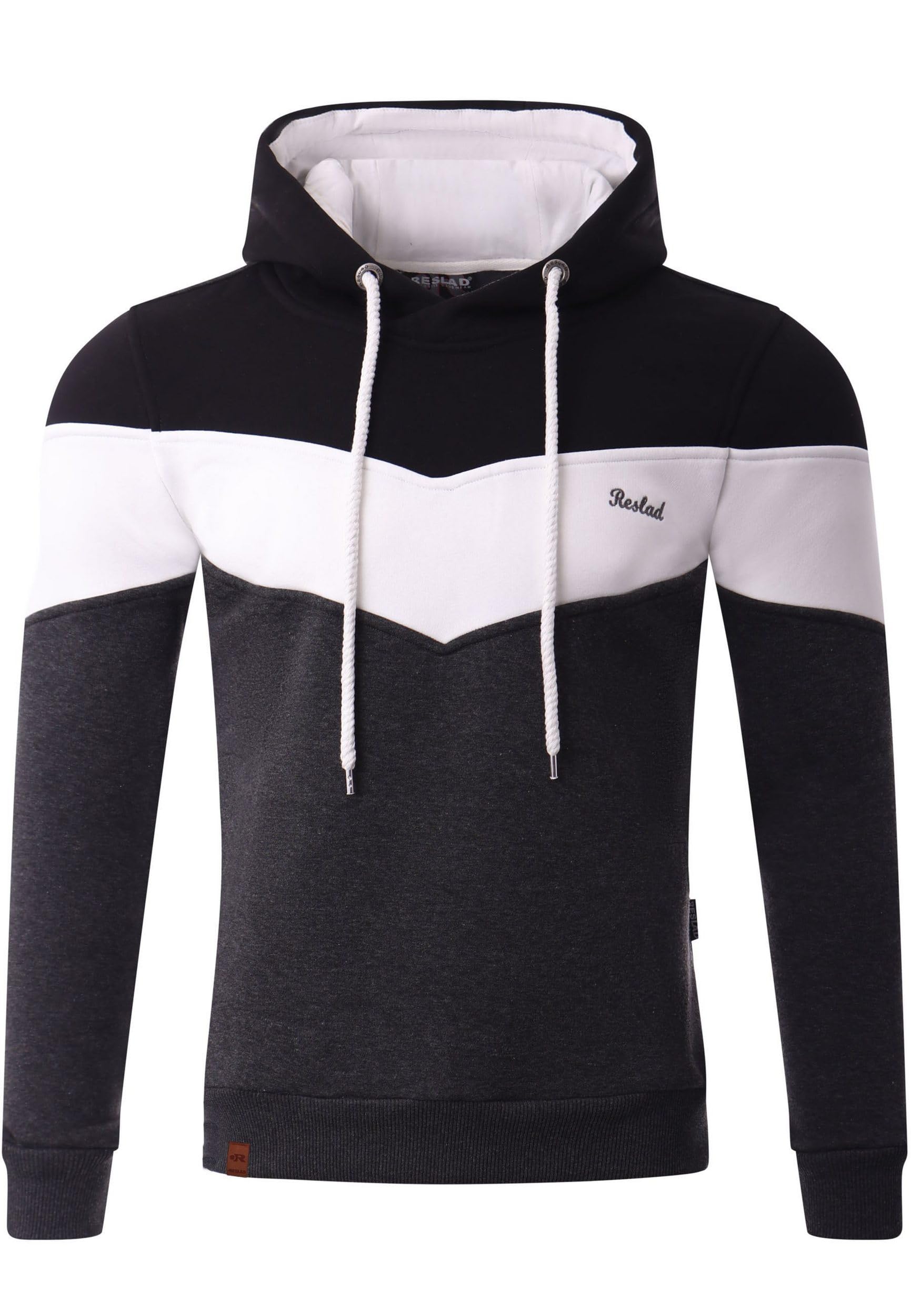 Reslad Kapuzenpullover Herren Sweatshirt | Hoodie Männer Pullover aus bequemer Baumwolle RS-1008 Anthrazit-Schwarz M