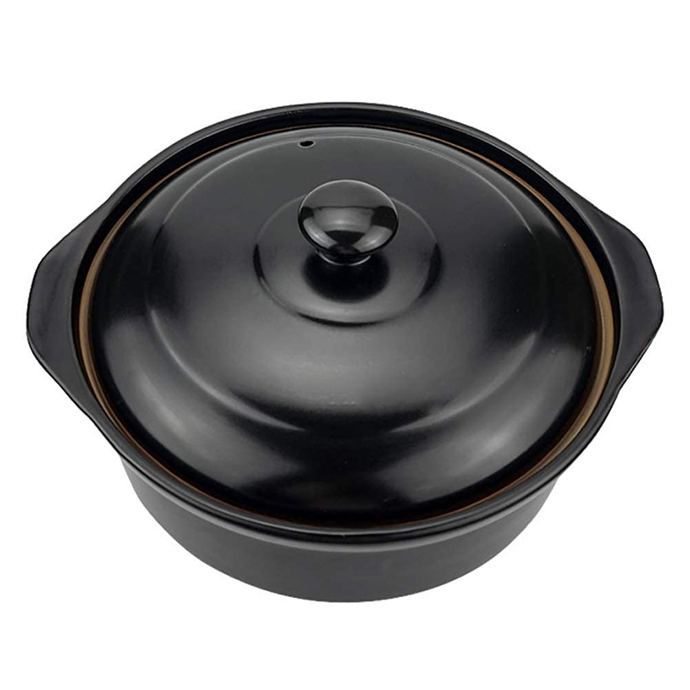 YIHANSS Runder Keramik-Auflauf, hitzebeständiger Tontopf, Tontopf, Suppentopf mit Deckel, gesunder Slow Cooker, hitzebeständiger Topf, Schwarz 1,9 Quart (Weiß 2,5 Quart) (Bl