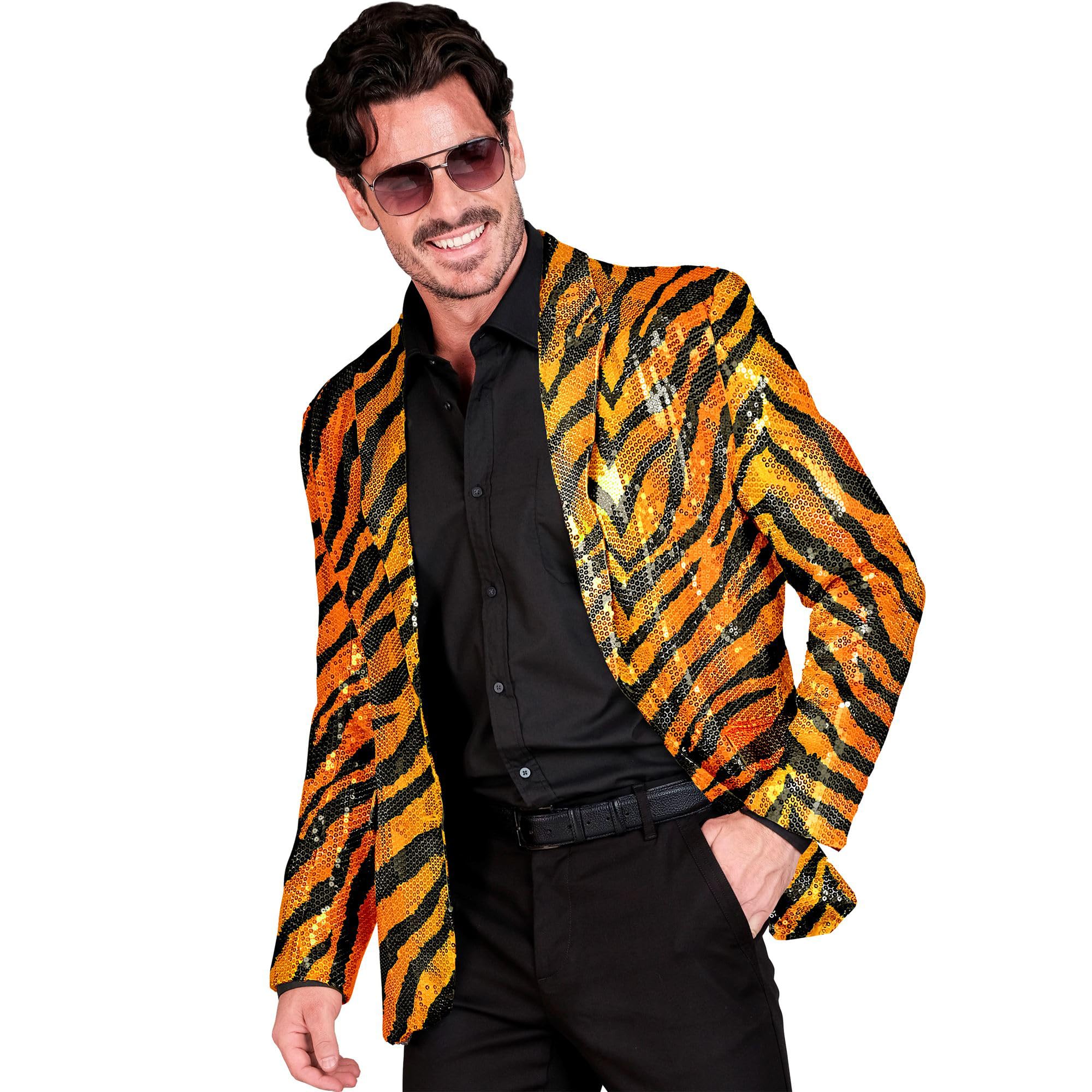 W WIDMANN MILANO Party Fashion - Party Fashion Jackett mit Pailletten für Herren, Disco Fever, Anzugjacke, Schlagermove, Animal Print