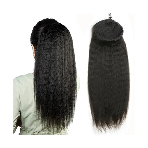 Pferdeschwanz Haarteil Brasilianisches Remy-Haar, 35,6–66 cm, Afro-verworrene gerade Kordelzug-Pferdeschwanz-Echthaarverlängerungen for Anklipsen, verworrene gerade Pferdeschwanz-Verlängerungen for Fr