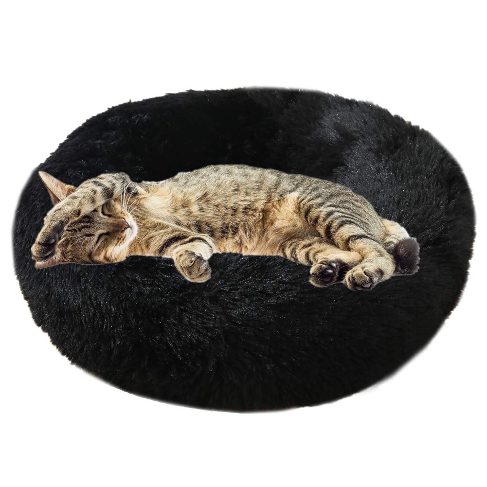 Rysmliuhan Shop hundebetten für mittlere Hunde hundebett Grosse Hunde Plüsch Hundebett Haustierbetten Für Hunde Donut Hundebett Flauschiges Hundebett Hundekissen Black,60cm/23.6in