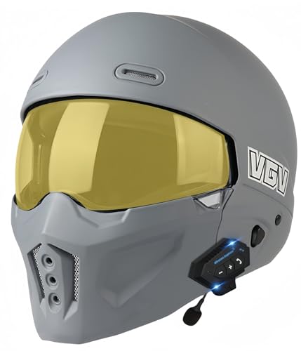 Bluetooth-Integralhelm Für Motorradfahrer, Retro-Motorradhelm, ABS-Material, Mit Doppelvisier, Halbhelme, Schutzhelm Für Roller, Elektroautos, ECE-Geprüft E,XL61-62CM