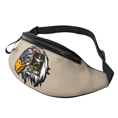 HSJFS Modische Hüfttasche mit Motiv Wolf heulender Mond, verstellbare Hüfttasche, lässige Brusttasche, Us Army Cool American Flag Adler, Einheitsgröße