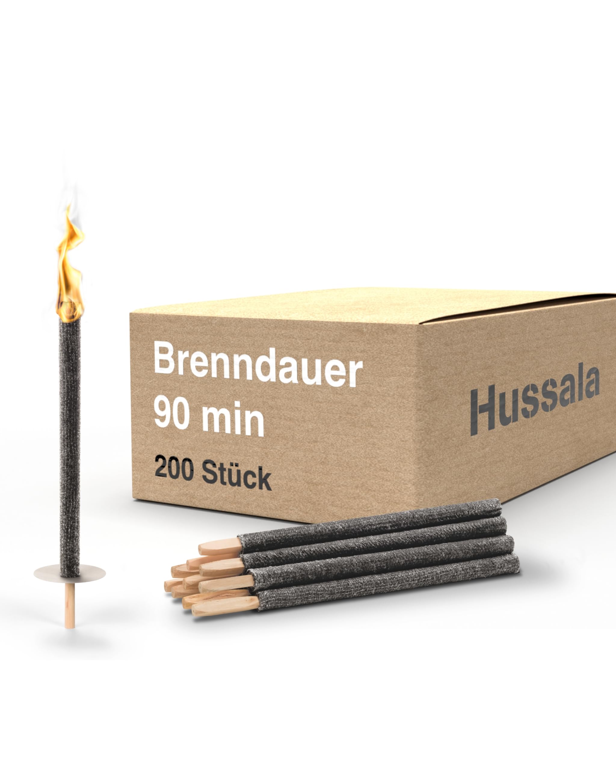 Hussala - Diamond Wachsfackeln Brennzeit 90 min Garten-Fackeln [200 Stück]