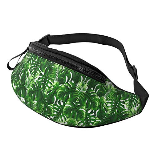 Monstera Deliciosa Bauchtasche mit Bananenpalme für Damen und Herren, Hüfttasche, Reisen, Yoga, Fitnessstudio, für Outdoor, Workout, Sport, Reisen, Laufen, Schwarz , Einheitsgröße