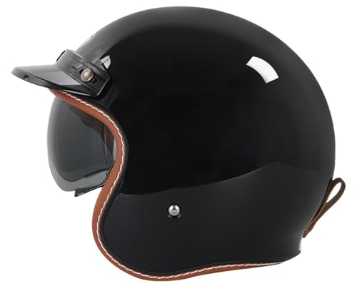 Retro Jet Motorradhelm Half Face ECE-Zertifizierung Vintage Helm Open Face Helm 3/4 Open Face Motorradhelm Erwachsener Open Face Schutzhelm Mopedhelm D,XL61-62CM