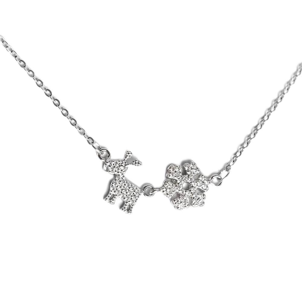 OUJTWMDQ S925 Sterling Silber Schneeflocke Hirsch Temperament Einfachen Wind Weibliche Elch Schneeflocke Schlüsselbein Halskette Schmuck, Schnee, 925er Silber