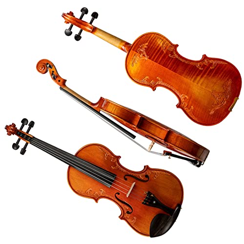 Violine Anfänger 4/4 3/4 1/2 1/4 1/8 Handgemachte Geige Geschnitzte Geige Geige Mit Bogenetui (Color : 3/4)