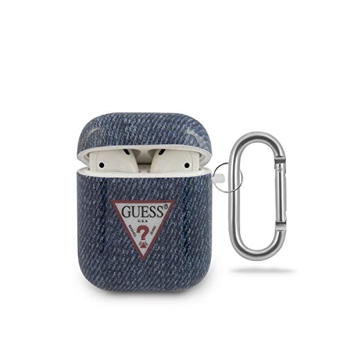 GUESS Cover Denim Triangle für Apple AirPods 1 & 2 Dark Blue, GUACA2TPUJULDB, Blister (GUACA2TPUJULDB)