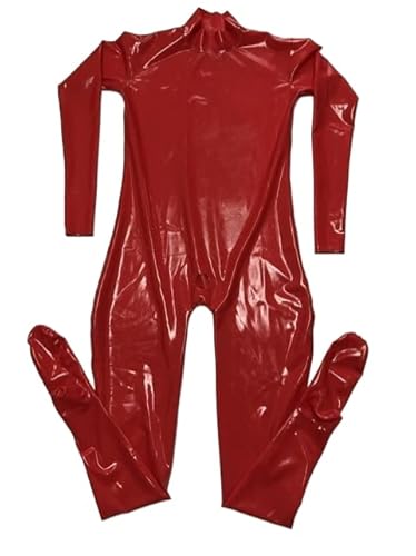 Halseinstieg Silber Ganzkörper-Latex-Catsuit Gummi-Fetisch-Bodysuits Open Hole Thumb