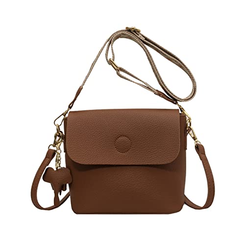 ohodhmnu Damen-Tragetasche, einfarbig, Umhängetasche, Mädchen, PU-Leder, Umhängetasche, kleine quadratische Tasche für den täglichen Gebrauch, braun, with scarf