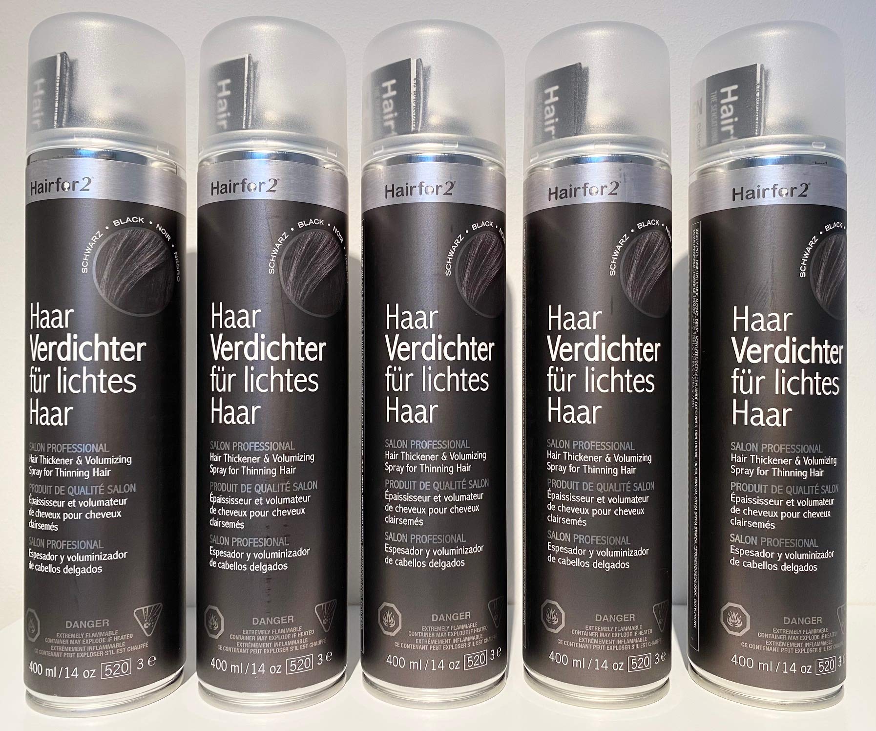 Vorratsangebot! 5 x Hairfor2 Haarverdichtungsspray 400ml (mittelbraun)