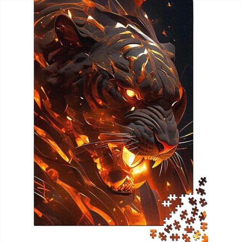 Vulkanische Tiger Puzzle für Erwachsene 1000-teiliges großes Holzpuzzle für Erwachsene ganze Familie und das 75x50cm