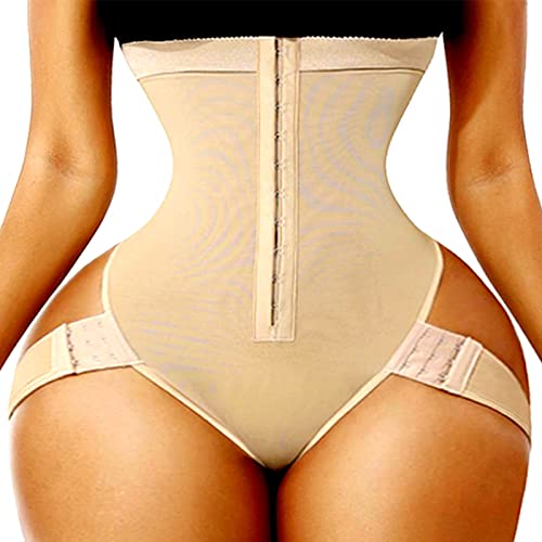 BANLUX Damen Po Push Up Unterhose - 2 In 1 Bauchtrainer Lift Up Butt Lifter Body Shaper Hohe Taillentrainer Corest Control Panties Shapewear Gürtel,Apricot,S