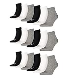 PUMA unisex Quarter Sportsocken Kurzsocken Socken 271080001 18 Paar, Farbe:Mehrfarbig, Menge:18 Paar (6x 3er Pack), Größe:35-38, Artikel:-882 grey/white/black