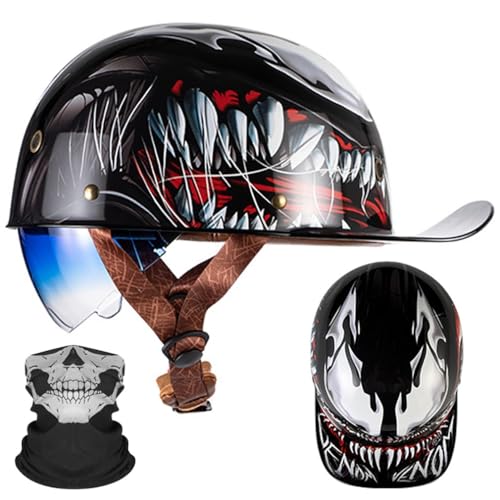 Motorrad Halbhelm Halbschalenhelm Baseballmütze-Helm ECE-Zulassung Motorradhelm Baseball Cap Blaue GläSer Mit Farbverlauf Mit Atmungsaktiven Poren Schnellverschluss M-2XL 57-64CM