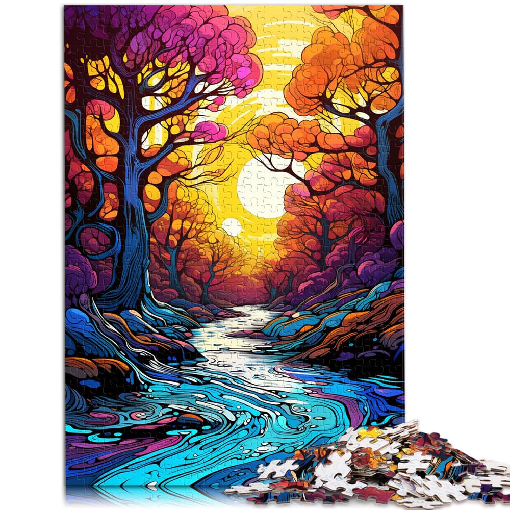 Puzzles für farbenfrohe und psychedelische Cazones River-Puzzles 1000 Teile für Erwachsene, Holzpuzzle, anspruchsvolles Spiel, Puzzles 1000 Teile (50 x 75 cm)