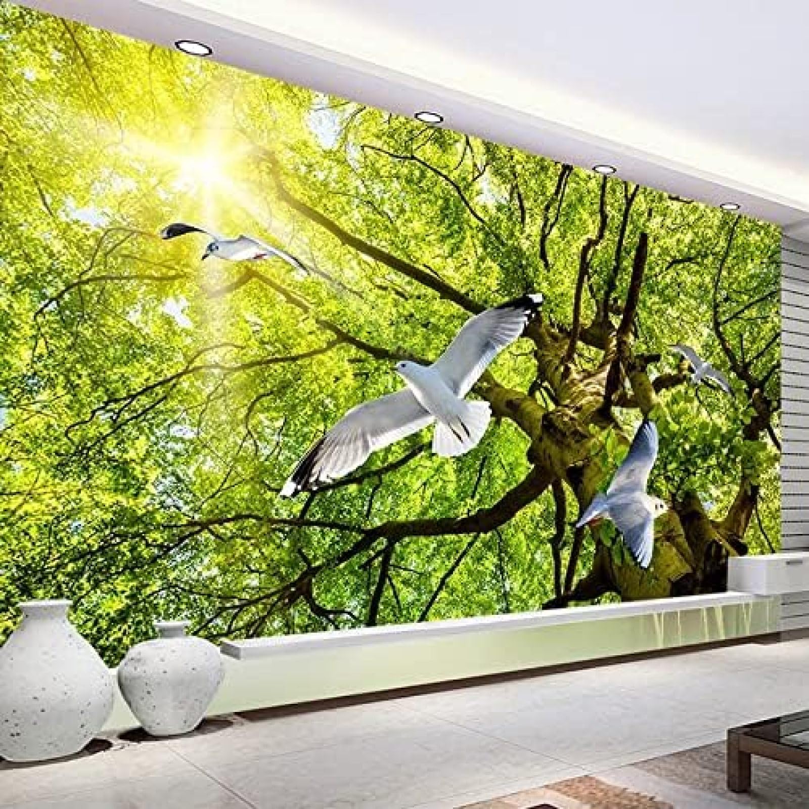 XLMING Natur Landschaft Sonnenschein Und Bäume 3D Tapete Wohnzimmer Sofa Schlafzimmer Esszimmer Home Dekoration Wand-250cm×170cm