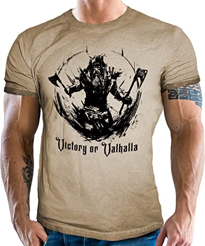 Wikinger T-Shirt im Used Vintage Retro Look - Valhalla XL