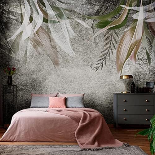 XLMING Handgemalte Pflanze Flamingo Vintage Blühender Vogel Palmenbaum 3D Tapete Wohnzimmer Sofa Schlafzimmer Esszimmer Home Dekoration Wand-400cm×280cm