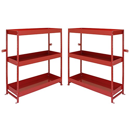 Monster Racking 2 x Lieferwagen Werkstattwagen Fahrzeugausbau Sortiersystem Werkzeugaufbewahrung Regalsystem Regalgestell Werkstattregal 116,5cm x 115cm x 34,8cm Rot