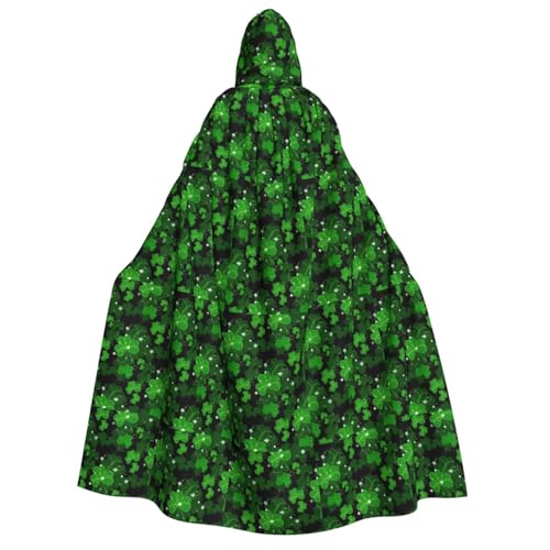 WURTON St. Patricks Day Blätter-Druck, Unisex, Kapuzenumhang, Kostüm, Damen und Herren, Vampir, Halloween, Cosplay, Karneval, Mottoparty