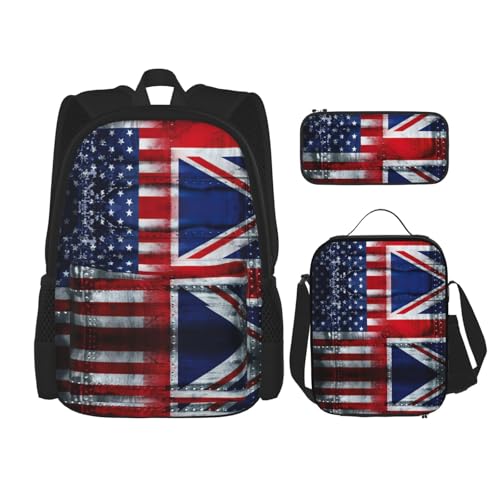 WURTON Alliance Togetherness Theme Print Trendy Rucksack Taschen Lunchbox und Federmäppchen 3-in-1 verstellbares Rucksack-Set, Schwarz, Einheitsgröße, Schwarz , Einheitsgröße