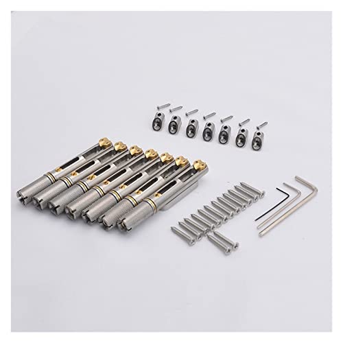 Edelstahl Headless Guitar Bridge/Single Bridge Für 6/7/8 Saiten Tune-o-matic Steg (Color : Silver 7 Pieces-1)