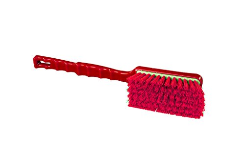 Maya Professional Tools 90233-3 Mehrzweck-Stielbürste mit breitem Kopfteil, Befestigungssystem, Harz, harte Borsten, FBK/Lebensmittelhygiene, 410 mm x 55 mm, Rot