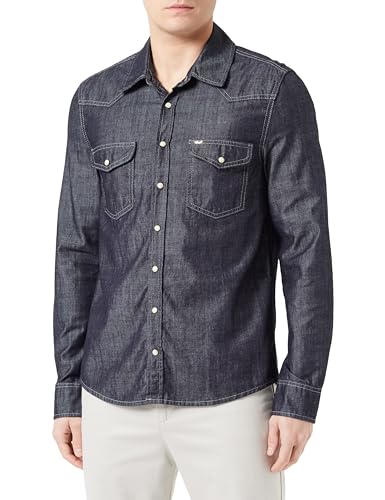 LTB Jeans Herren Jeanshemd Rohan - Baumwolle Hemd Slim Passform Langarm & Button-Down-Kragen - Blau Größe S