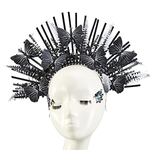 SANRLO Stirnbänder, Haarschmuck für Damen, mit Stachelkrone, HaloCrown, Kopfschmuck, HaloCrown, Kopfbedeckung, Kopfschmuck, Kopfband, Schmetterlings-Stirnband