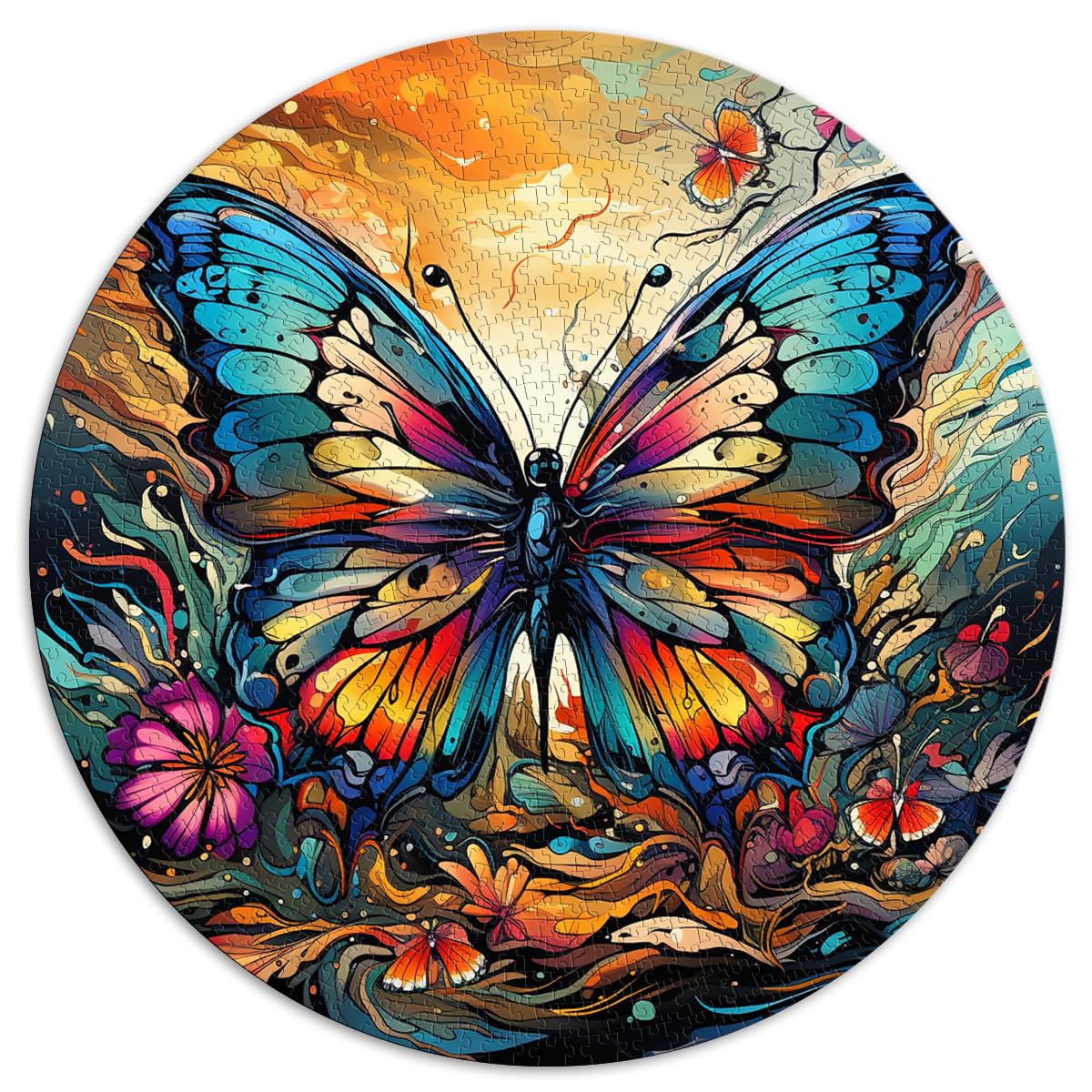 Puzzle für tropischen Schmetterling, 1000-teiliges Puzzle, Lernspiele, 26,5 x 26,5 Zoll, Puzzle-Wanddekoration mit passendem Poster und Quizblatt