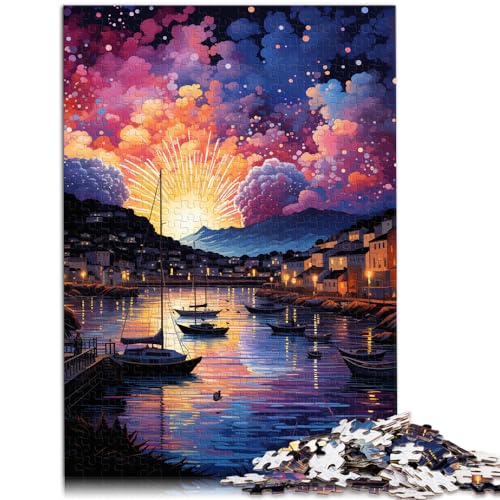 Puzzle für „Die farbenfrohe Psychedelie des Hafens von Dubrovnik“, 1000 Teile, Holzpuzzle zum Stressabbau, Urlaub zu Hause, Zeit totschlagen, 1000 Teile (50 x 75 cm)