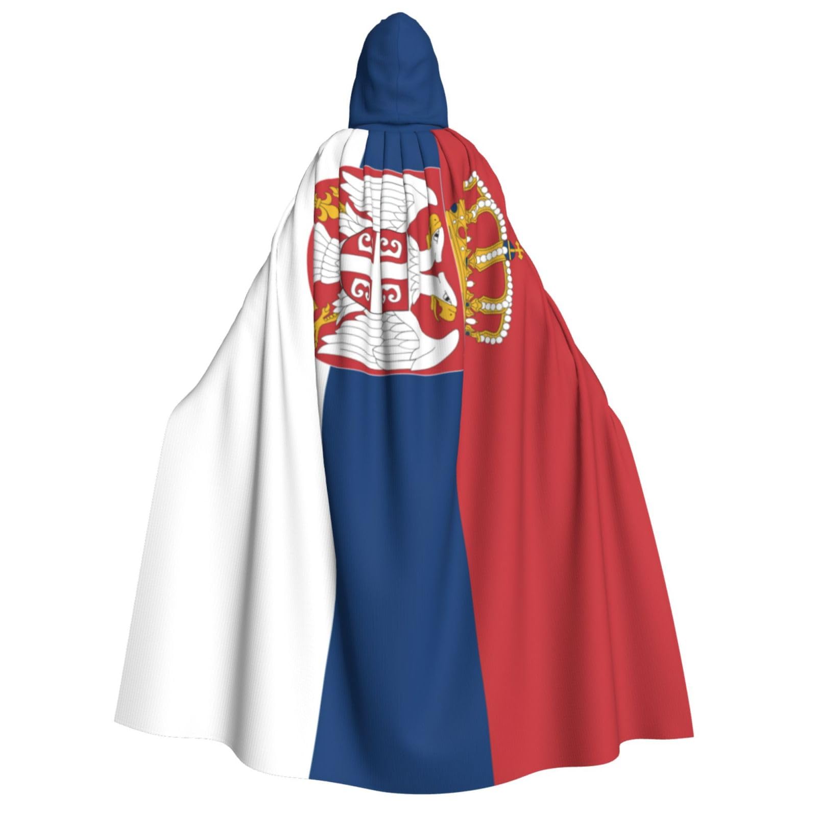 WURTON Kapuzenumhang mit Flagge von Serbien, Unisex, für Halloween, Karneval, Cosplay, vielseitig, für Erwachsene