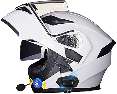 Klapphelme mit Bluetooth-Motorradhelm Damen und Herren,DOT/ECE Zertifiziert Modularer Helme Integralhelm Motorradhelm mit Double Lens Rollerhelm Sturzhelm (Color : D, Größe : M=57-58cm)