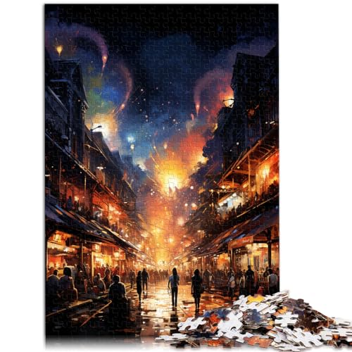 Puzzles Bunte Psychedelie des geschäftigen Marktes 1000 Teile Puzzle für Erwachsene Puzzles Holzpuzzle Lernspielzeug Familienspiele Kunstwerk von （50x75cm）