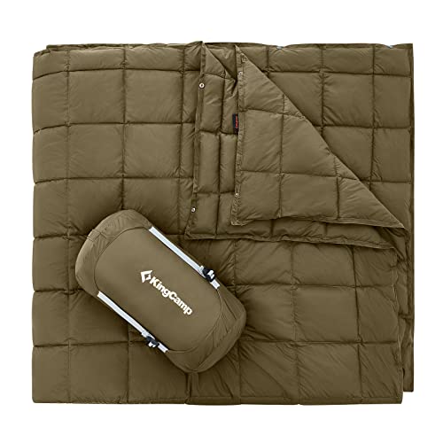 KingCamp Ultraleicht Reisedecke, Warme Outdoor Decke, Winddichte Camping Decke, Wasserabweisend Kompakt kleines packmaß für unterwegs Picknick Reisen zu Hause 213 × 203 cm Oliv