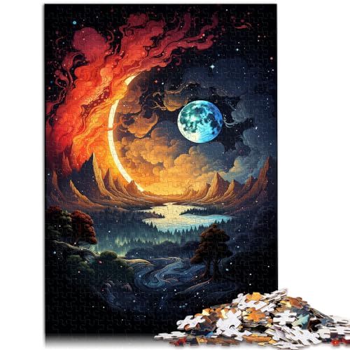 Puzzles Die farbenfrohe Psychedelia des Yin- und Yang-Weltraumpuzzles für Erwachsene, 1000-teiliges Puzzle, Holzpuzzle, Lernspielzeug, 1000 Teile (50 x 75 cm)