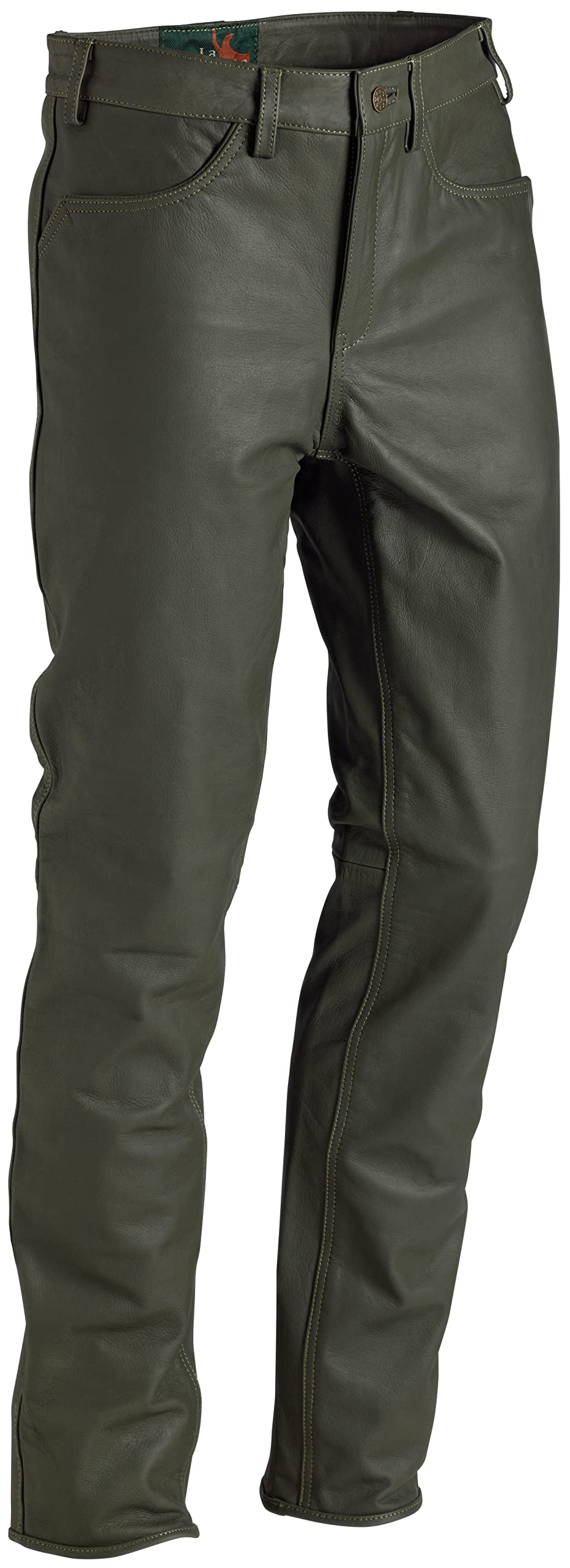 La Chasse Strapazier-Lederhose aus Büffelleder für Damen und Herren Trachtenhose Büffellederhose Jagdlederhose (27, Grün (Oliv))