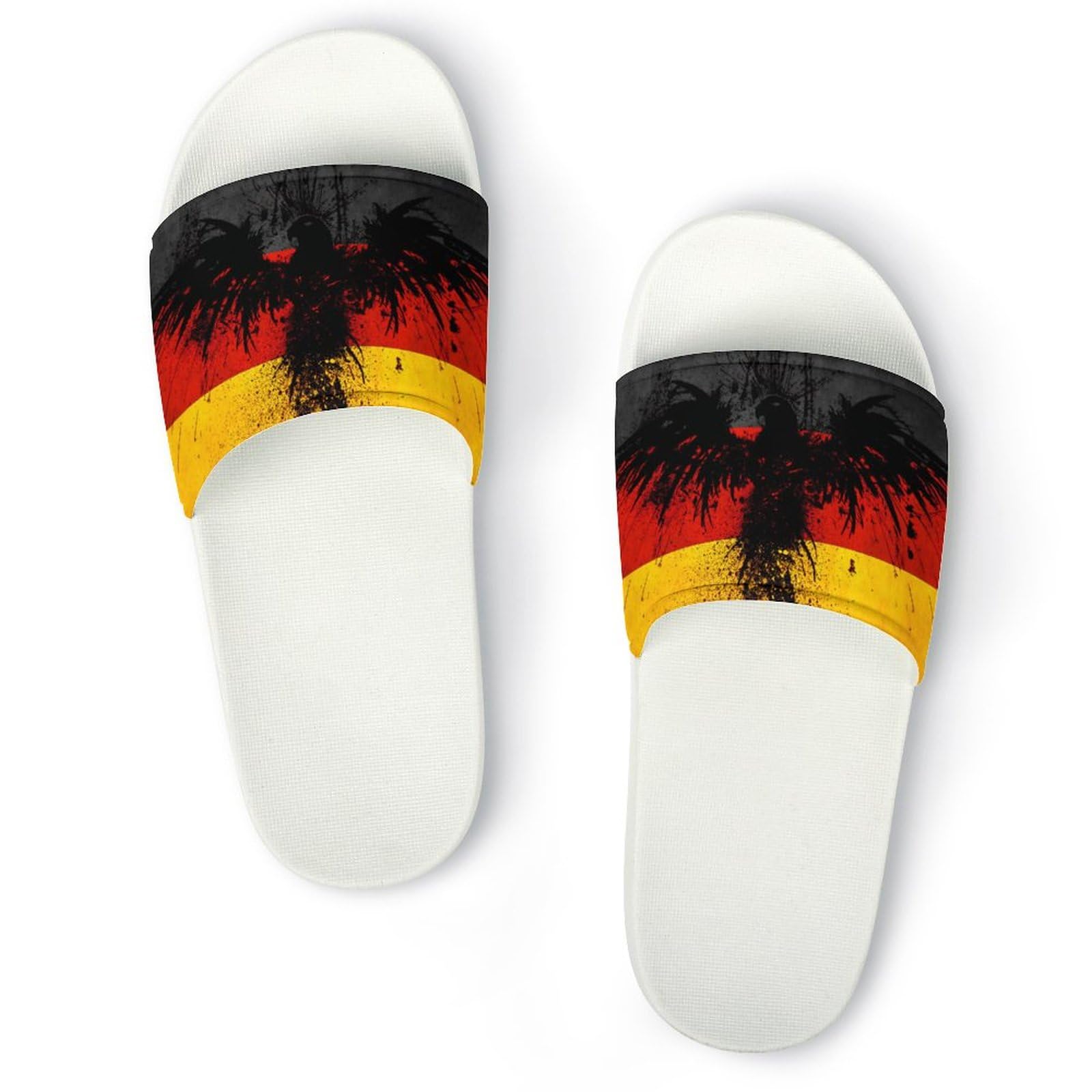 HABXNJF Duschpantoffeln Deutschland Flagge Adler Sliders für Damen und Herren rutschfeste Slides, Weißer Deutschland Flagge Adler, 43.5 EU